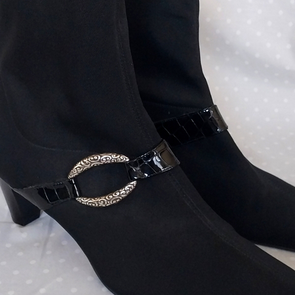 Brighton Tune Black Made in Italy Heeled Pull On Stretch Boots - Picture 7 of 10